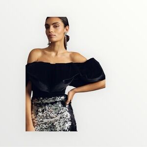 Hutch Velvet Black Off-Shoulder Top